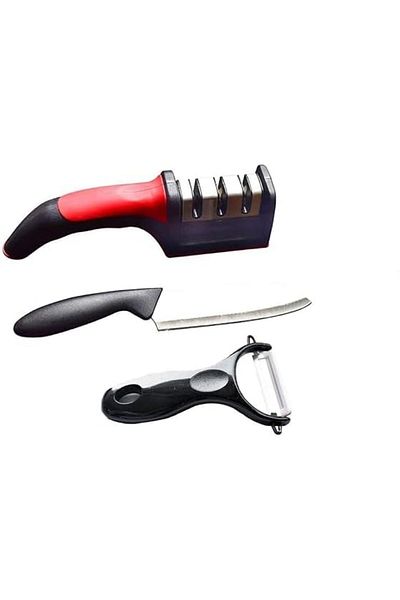 SUKILO 3-in-1 Knife Sharpener Set with Meat & Fruit Knife + Ceramic Peeler