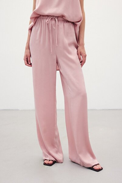 Sateen Штани з підтяжками - Пудра
