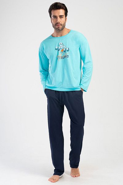 VİENETTA Cotton Men's Long Sleeve Pajama Suit, 405315