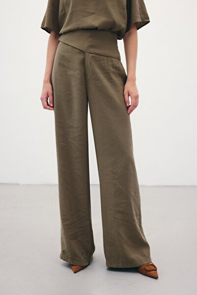Sateen Кемерові детальні модальні штани - хакі