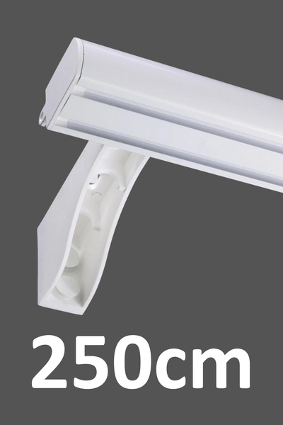 İzen Dekoratif İki Kanallı 250cm Beyaz Alüminyum Ray Takımı (43mm) İkili Korn...