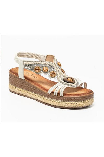 Guja 25Y171 Women's White Platform Thick Padding Sole Orthopedic Floral Stone Summer Daily Sports Sandals