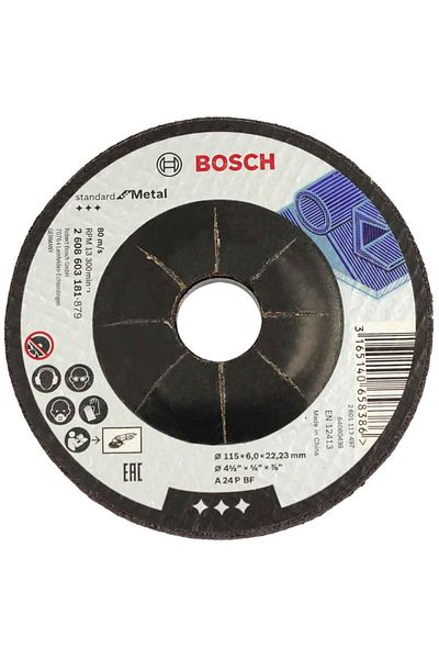 Bosch Disc de degrosare cu degajare Standard for Metal A 24 P BF, 115x22.23x6mm