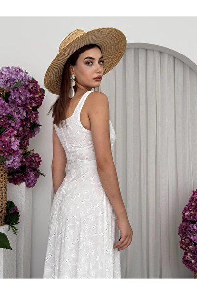 Julidress Kemer Detaylı Astarlı Askılı Midi Uzun Boy Premium Fisto Elbise
