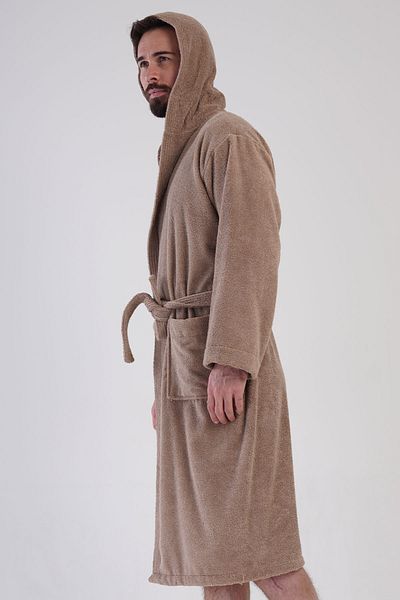 VİENETTA Men's Curly Hooded Long Bathrobe, 161750
