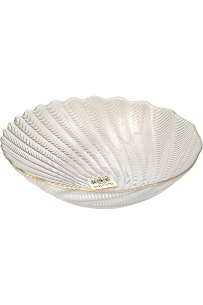 SUKILO Elegant Glass Bowl with Gold Rim – 25cm