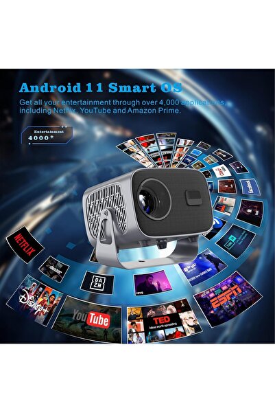 SUKILO Android 11 Smart Projector, 1500 Lumens, Auto Focus, 5G/2.4G WiFi, 720P Native Resolution, 40