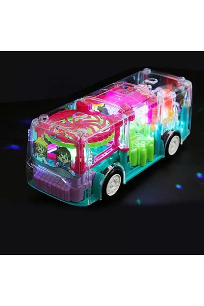 SUKILO 3D Plastic Bus Toy with Lights & Mechanical Sound