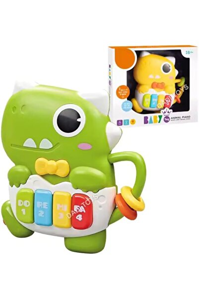 SUKILO لعبة بيانو صغير على شكل ديناصور كرتوني - بيانو موسيقي للأطفال مع أصوات وأضواء حيوانات - للأطفال في سن مبكرة