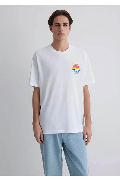 Mavi Back Printed White Men's T-Shirt M0612610-620