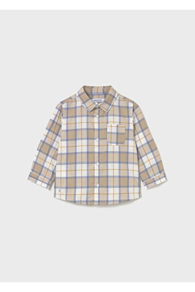 MAYORAL Момчешка риза с тартан Бежова