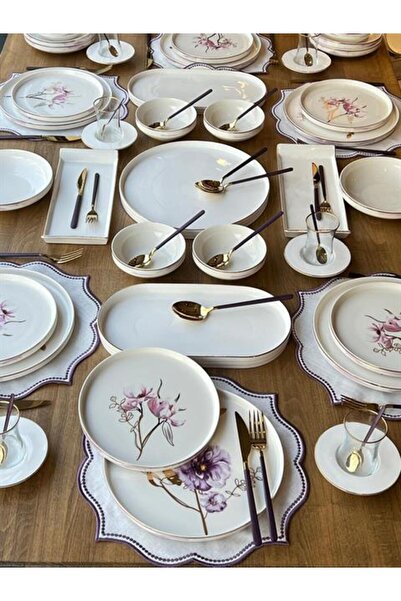 ROSSEV Yemek Takımı Modern Violet 83 Parça 6 Kişilik