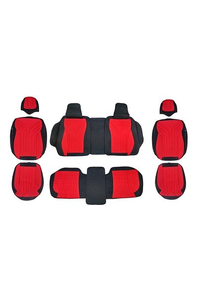 CED AUTO TRADE Deluxetuning universal car seat cover set, textile material, black with red, front-rear, split seat