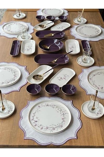 ROSSEV Breakfast Set Glore Lavender 46 Pieces for 6 People