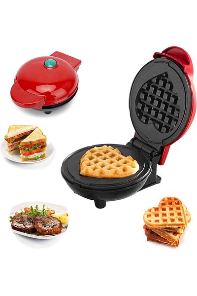 SUKILO Mini Waffle Maker, Round Non-Stick Individual Waffle Machine for Kids' Birthdays, Family Part