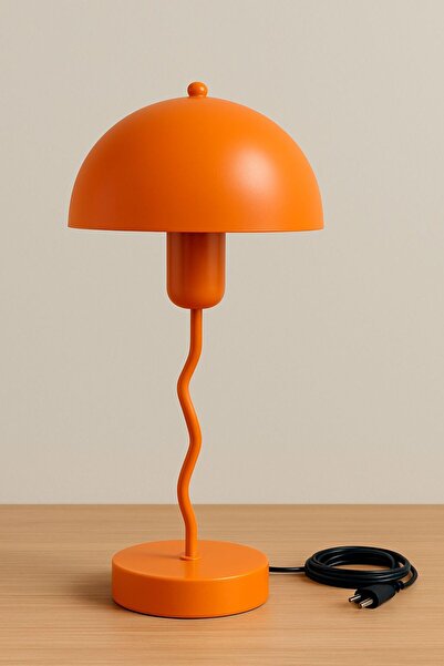 MİLA AYDINLATMA Zikzak Mantar Model TURUNCU Dekoratif Masa Lambası Abajur Sal...