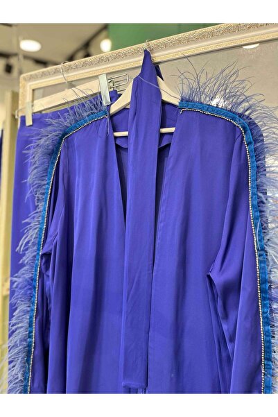 MERAM BUTİK Lisa Feather Pants Set - Blue - 2