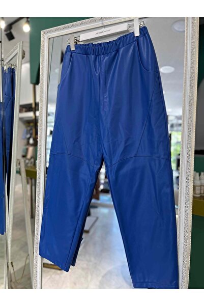 MERAM BUTİK Nuss Leather Pants - Blue - 38