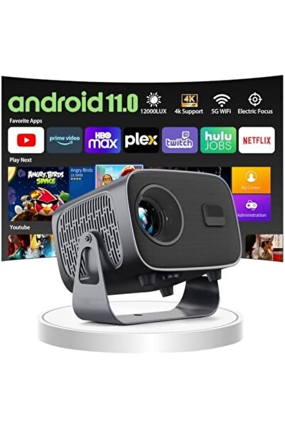 SUKILO Portable Mini Projector with Stand, Android 11 WiFi Projector Full HD 4K Support