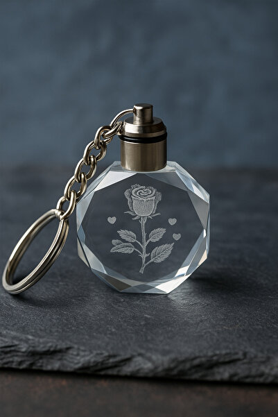 kurukafagift ميدالية مفاتيح على شكل وردة مضاءة