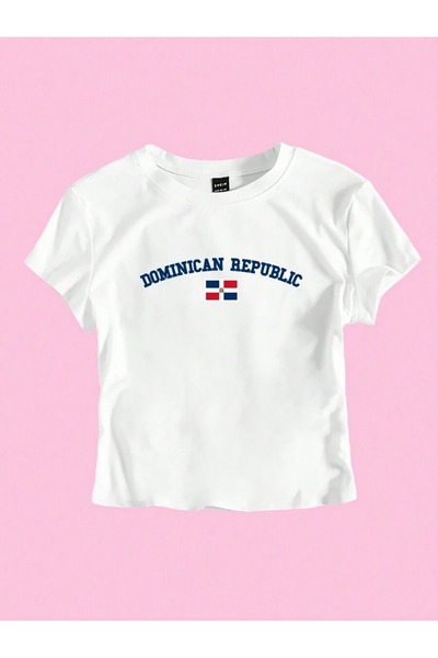 OVER HEAD تي شيرت نسائي قصير مطبوع عليه Baby Tee من الدومينيكان