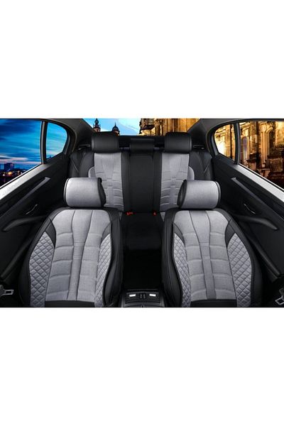 CED AUTO TRADE Universal car seat cover set, black -leather with gray textile, front-rear