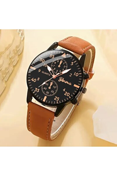 Feronnucci Men's Wrist Watch – Quartz Movement, Leather Band, Chronograph Bla...