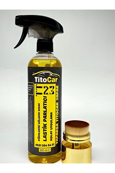 titocar VİP TT23 Lastik Spreyi 600 ml + Hazneli Lastik Parlatma Fırçası Gold