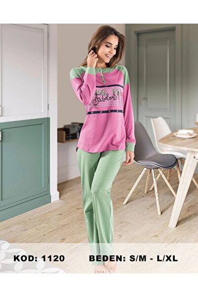NightLove Dk طقم بيجامة نسائي بأكمام طويلة 1120