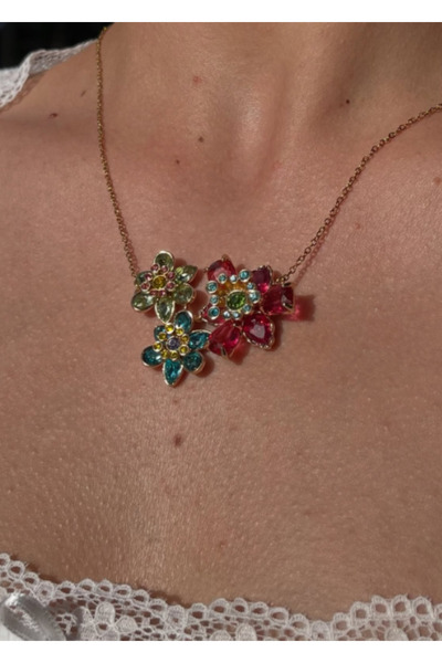 Ervalina Idyllia Necklace Green Flower Elevator Y Necklace