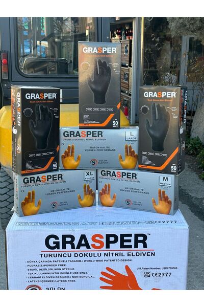 MANAVGAT OTO MARKET Grasper Siyah Nitril Eldiven – Pudrasız, Latekssiz, Tek K...