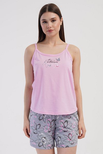 VİENETTA Cotton Women's String Strap Shorts Pajama Set, 409092