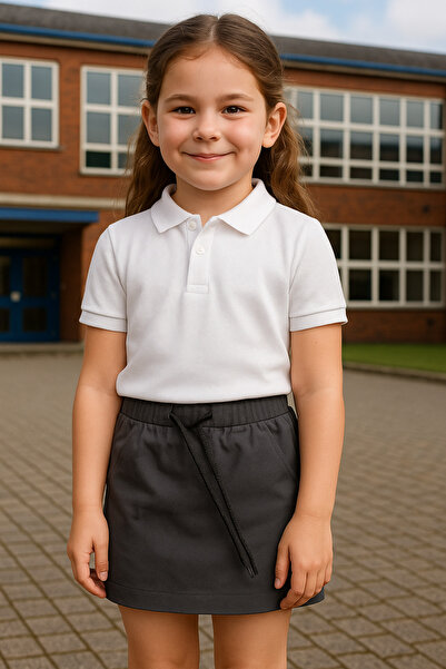 FATELLA Girls Smoked School Ribbed Camisole Waist Canvas Shorts Skirt