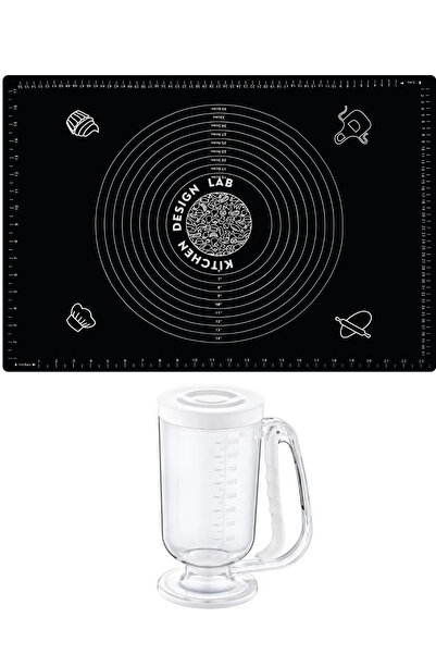 Atlas Mutfak مجموعة من 2 بساط لف العجين من السيليكون باللون الأسود مقاس 45 × ...