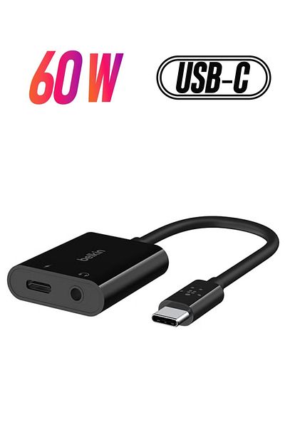 Belkin محول صوت Rockstar 3.5 مم + محول شحن USB-C، USB-C