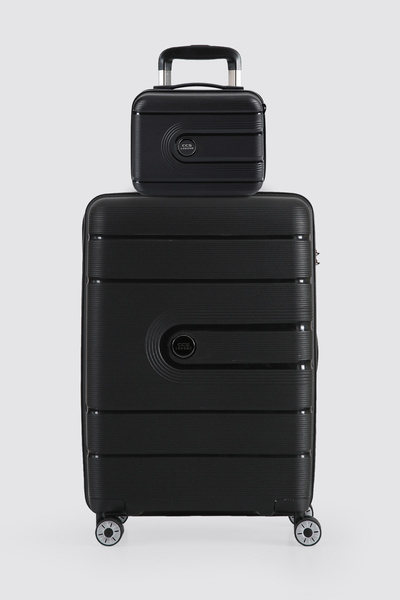 ÇÇS Ultra Hafif Polipropilen Kırılmaz Büyük+Makyaj 2 Li Valiz Seti