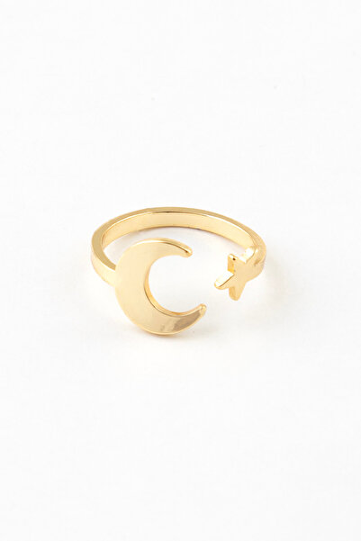 Sortie Aksesuar Ay Yıldız Hilal Figürlü Paslanmaz Çelik Boyu Ayarlanabilir Yüzük