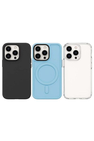 Case Club 3-Pack iPhone 14 Case | Shockproof Slim Fit Covers | Luxury Soft Silicone, Transparent & MagSafe Com