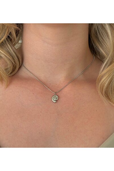 h&b design jewel Çelik Silver Salyangoz Kolye