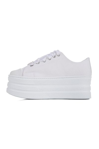 Stilo Stylish Sport White Linen Flat Platform Evening Dress 7cm Luxury Design Satin Lace up