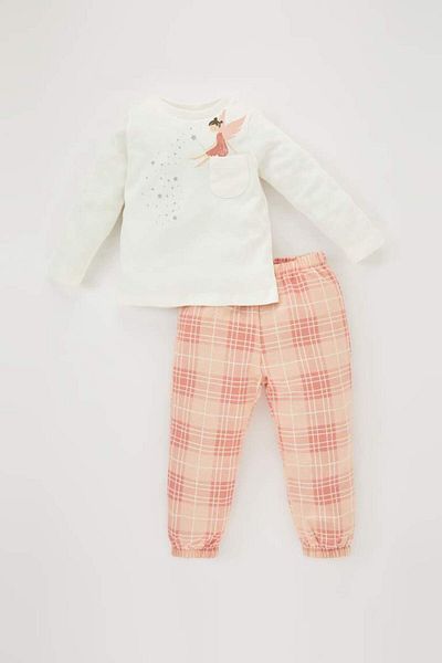 DeFacto Baby Girl Checkered Long Sleeve Flannel Pajama Set