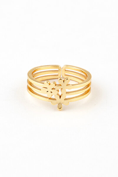 Sortie Aksesuar خاتم من الفولاذ المقاوم للصدأ قابل للتعديل مع شكل زهرة الأقحوان