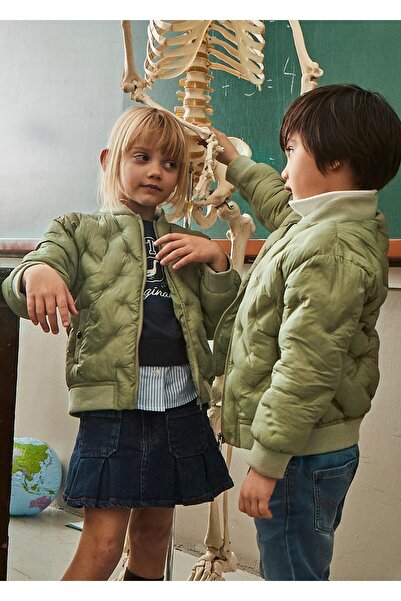 MAYORAL Boy's Pieced Patterned Slim Fit Puffer Coat Green