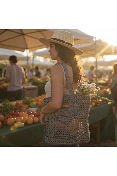 TooHot Women's Gray Hand Knitted Shoulder Bag