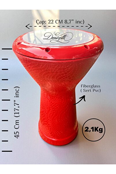 Donizetti Profesyonel Mısır Darbuka Kırmızı Fiberglass Gövde - Kılıf