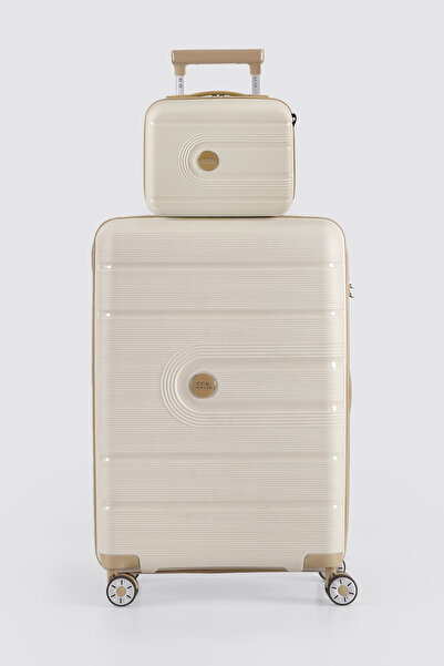 ÇÇS Ultra Hafif Polipropilen Kırılmaz Büyük+Makyaj 2 Li Valiz Seti