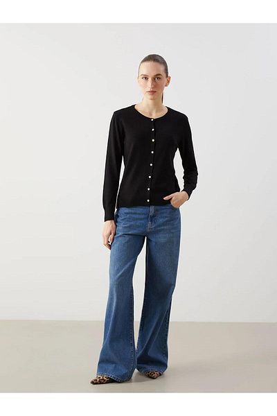 LC Waikiki LCWAIKIKI Cardigan clasic pentru femei, cu decolteu, tricotaj (W5)