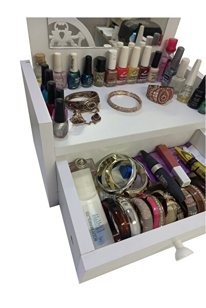 Genel Markalar First mobilya Beyaz Aynalı Çok Amaçlı Masa Üstü Düzenleyici, Makyaj ve Hediye Malzemeleri İçin