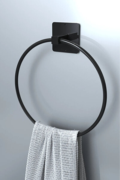 Egem Home Μαύρο αυτοκόλλητο ράφι μπάνιου Δαχτυλίδι θήκη για πετσέτες και θήκη για χαρτί υγείας