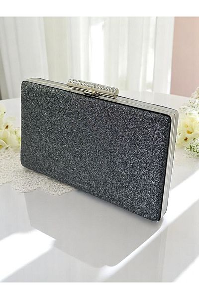 Wedding Fashion Platinum Color Glitter Non-Spill Imported Sandstone Metal Stone Case Women's Evening Dress Bag Wedding Engagement Graduation